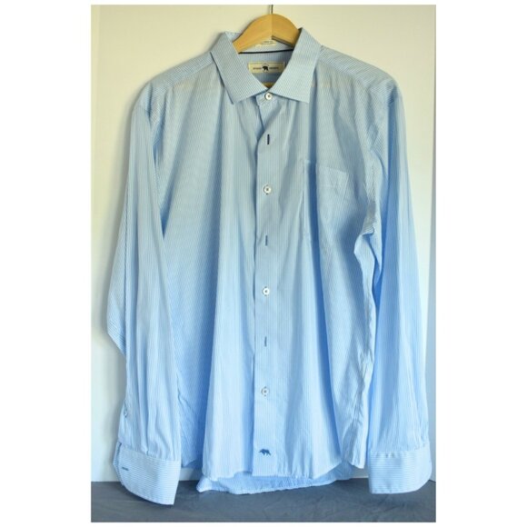 Onward Reserve Tailored Fit Blue Striped Button Down Shirt - XL - Picture 1 of 4
